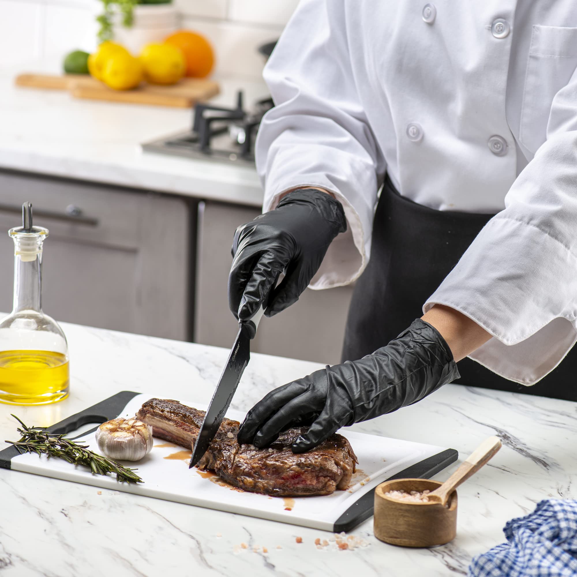 Comfy Package GUSTO gloves are food-safe for cooking and serving tasks