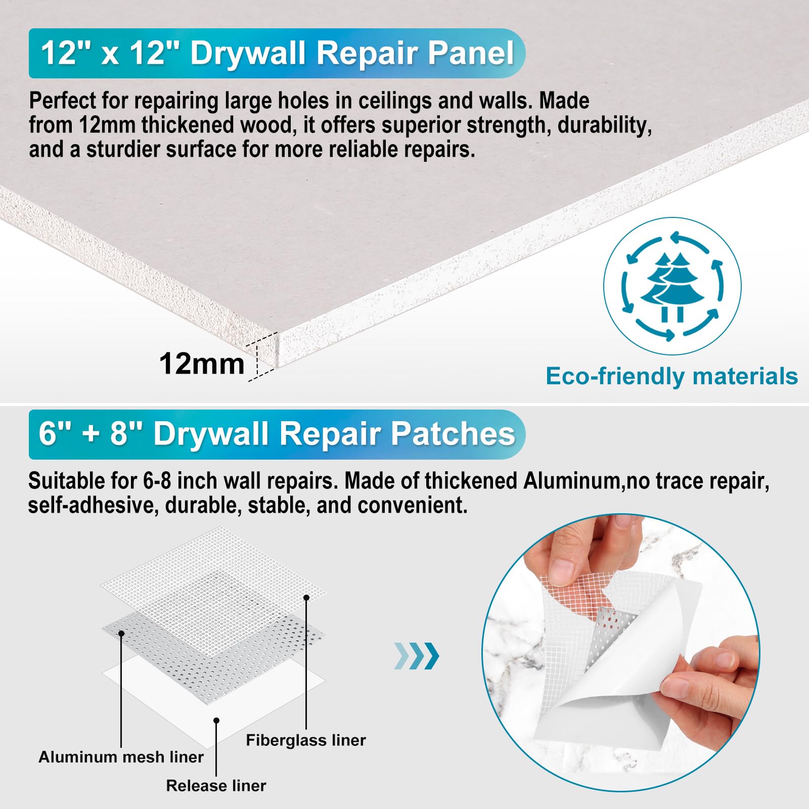 Comkrivy 8-inch drywall patch for larger openings