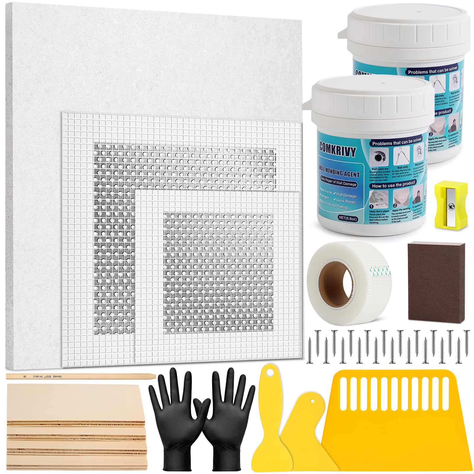Comkrivy 12x12 drywall repair panel used to cover a large hole smoothly