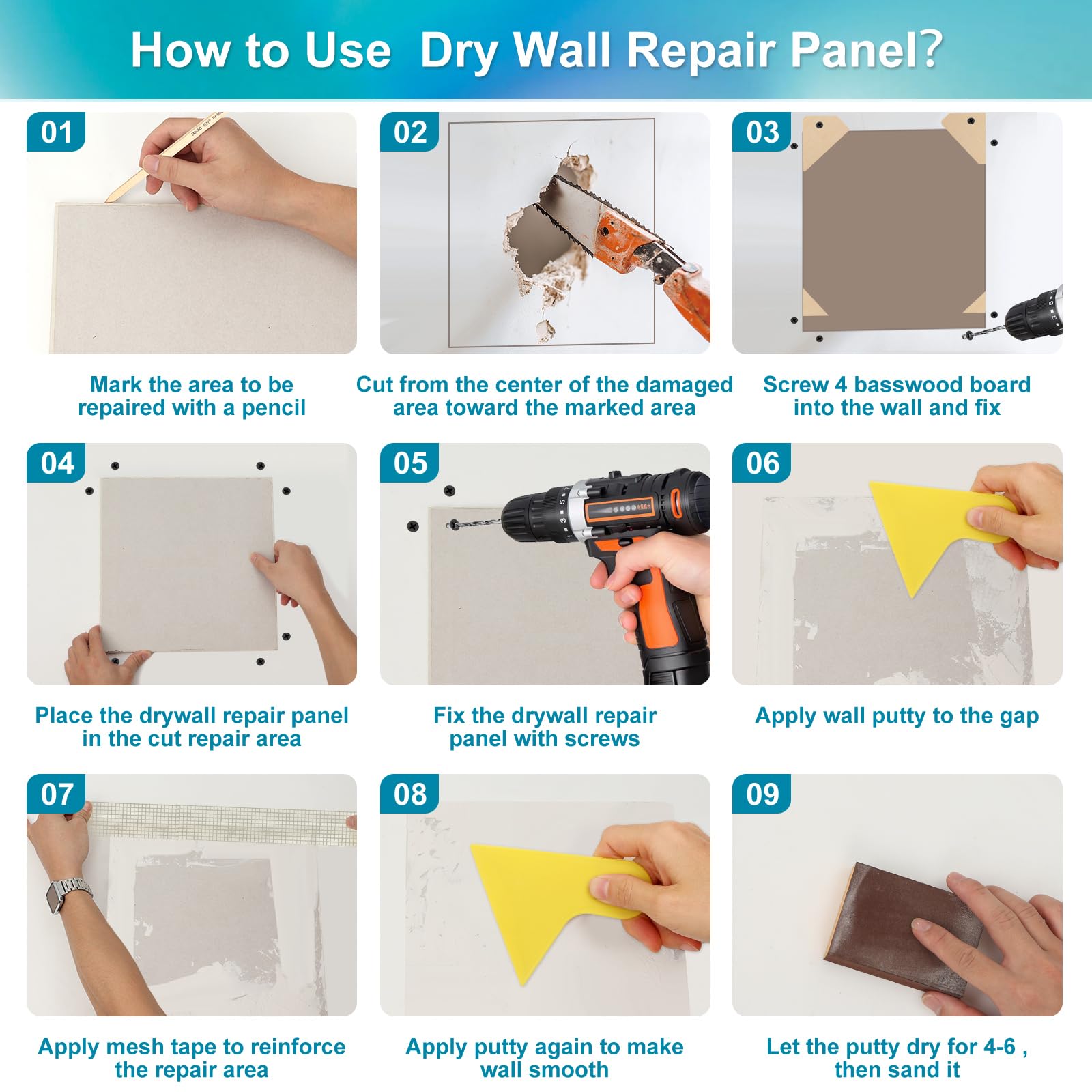 Comkrivy sanding block smooths patched surface for a flawless finish