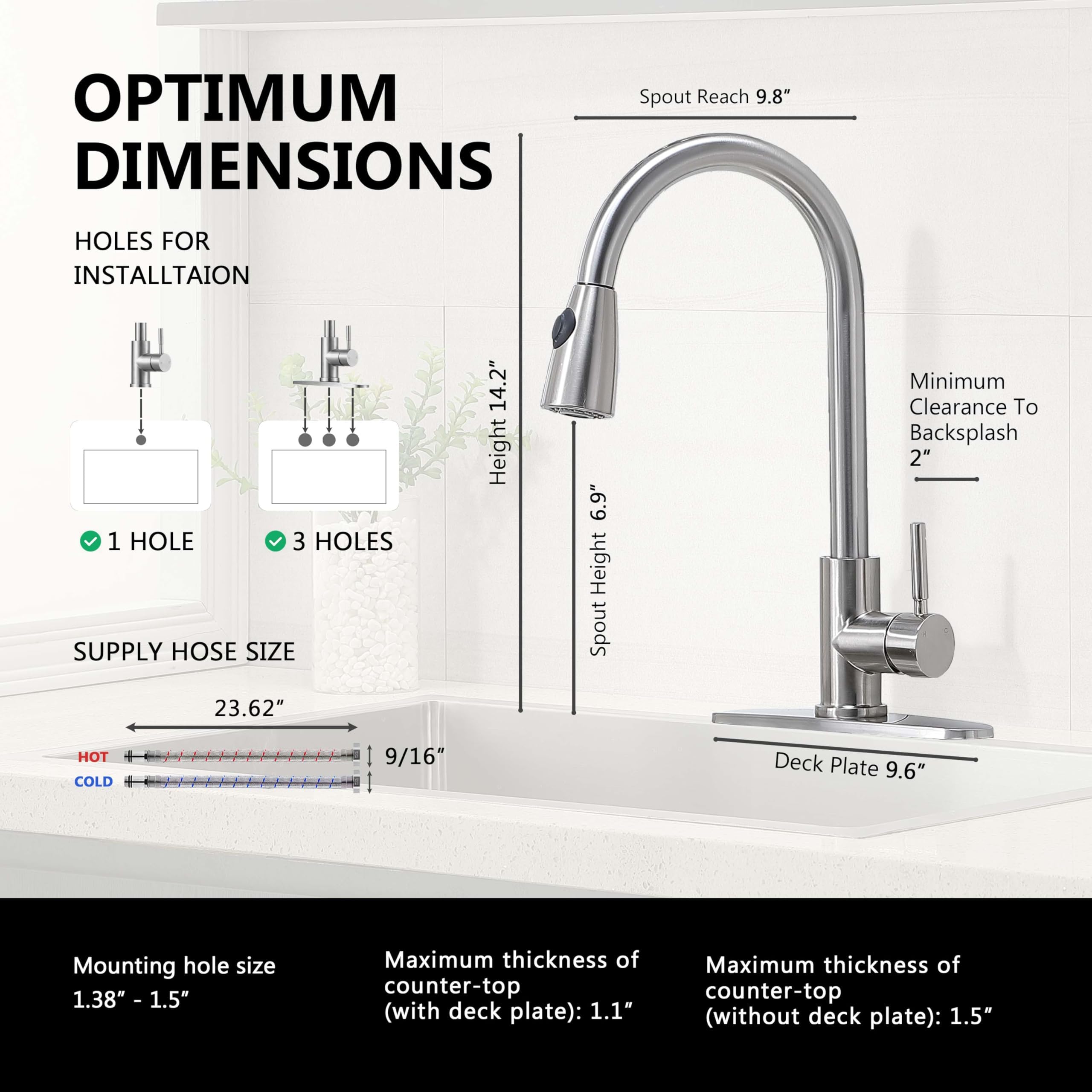 Comllen brushed nickel finish adds durable style to any sink.