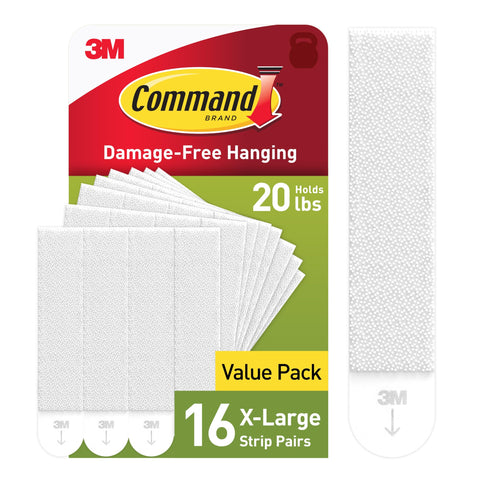 Command 20 lb XL strips pack ready for heavy frames without wall damage
