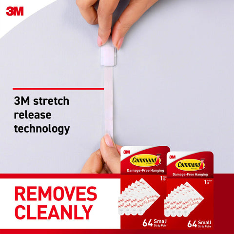 Command adhesion on various surfaces highlights strong hold on painted walls and metal.