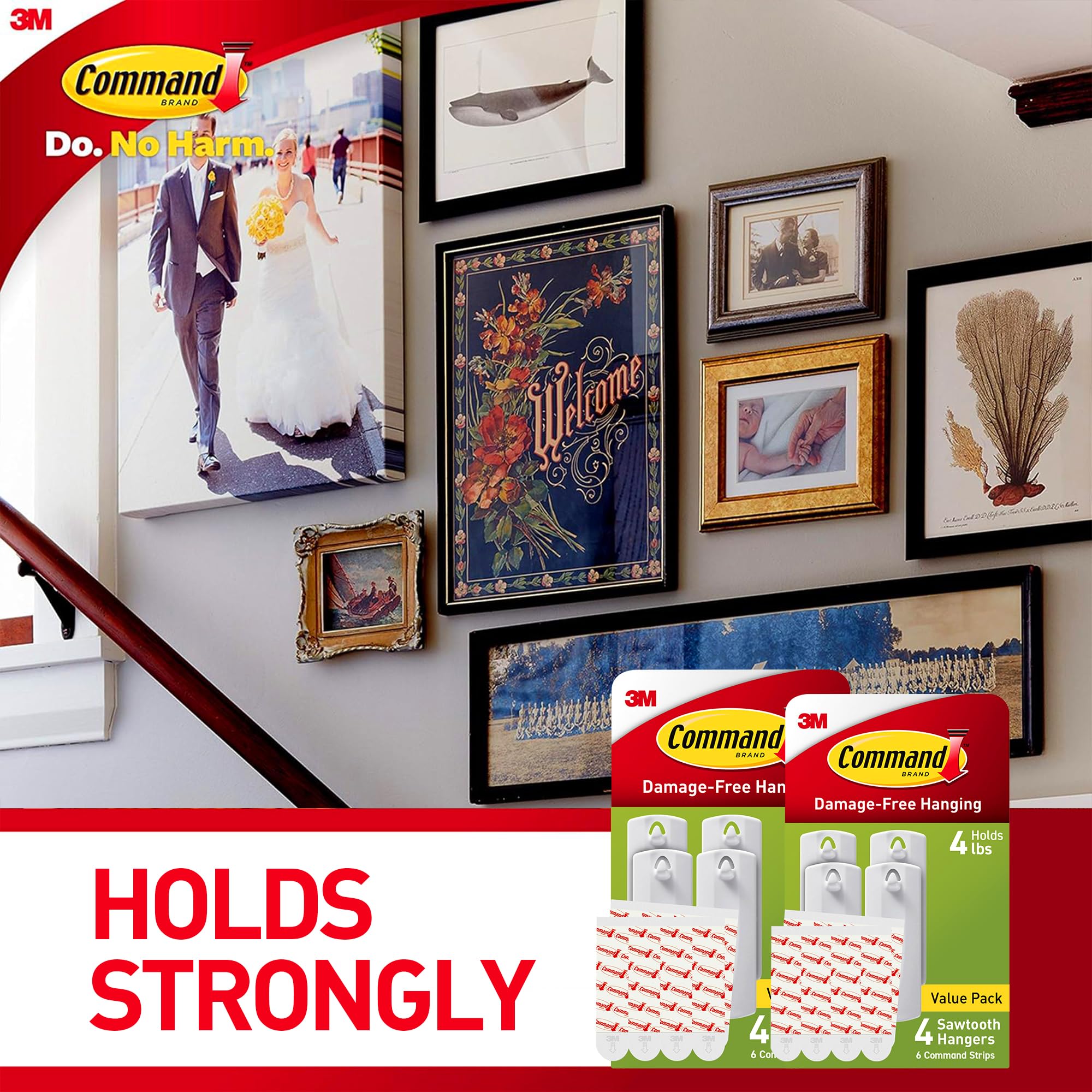 Holds frame on painted wall ideal for living rooms