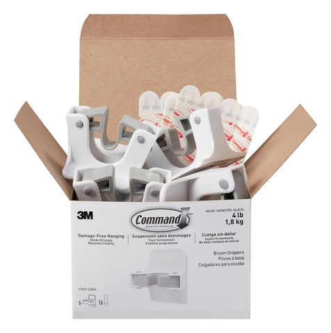 Command Mop and Broom Gripper on wall for easy, damage-free storage