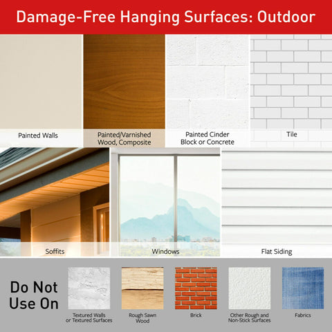 Command versatile hanging for seasonal decor and outdoor signs.