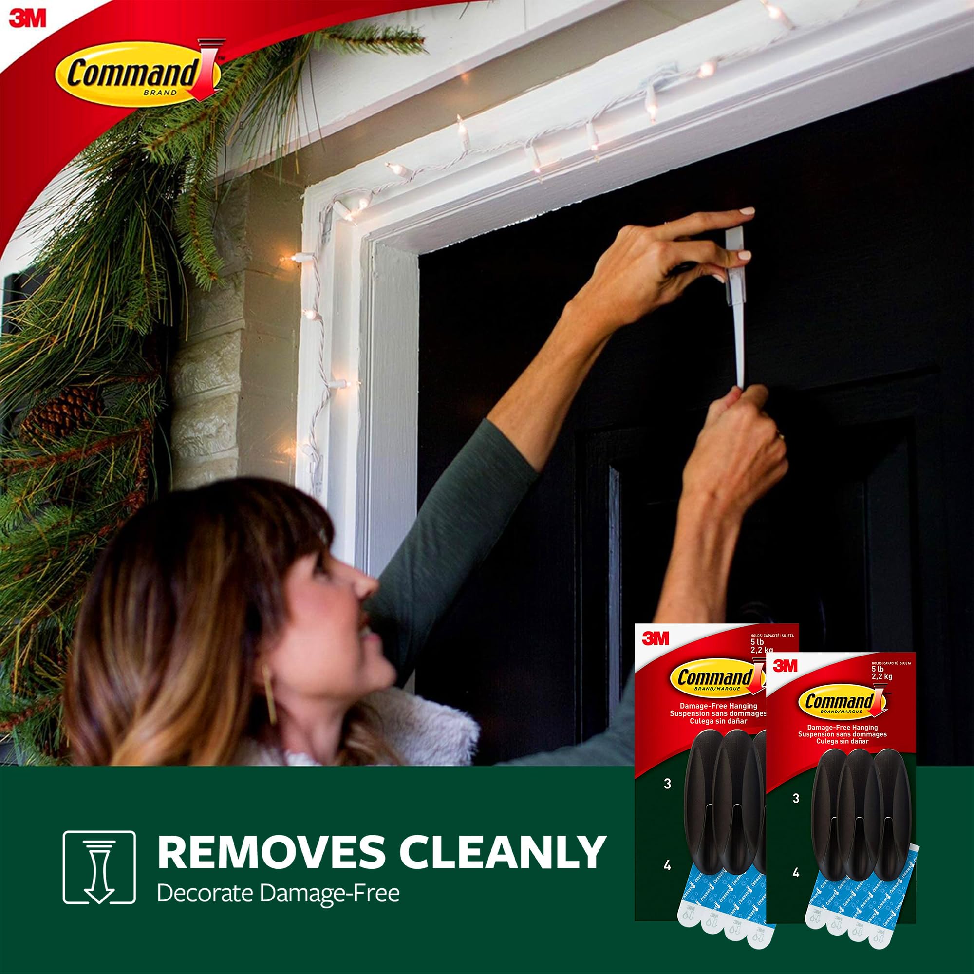 Command outdoor bronze hooks ideal for wreaths and signs.