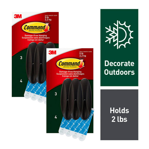 Command Outdoor Bronze six-hook close-up shows 5 lb per-hook capacity.