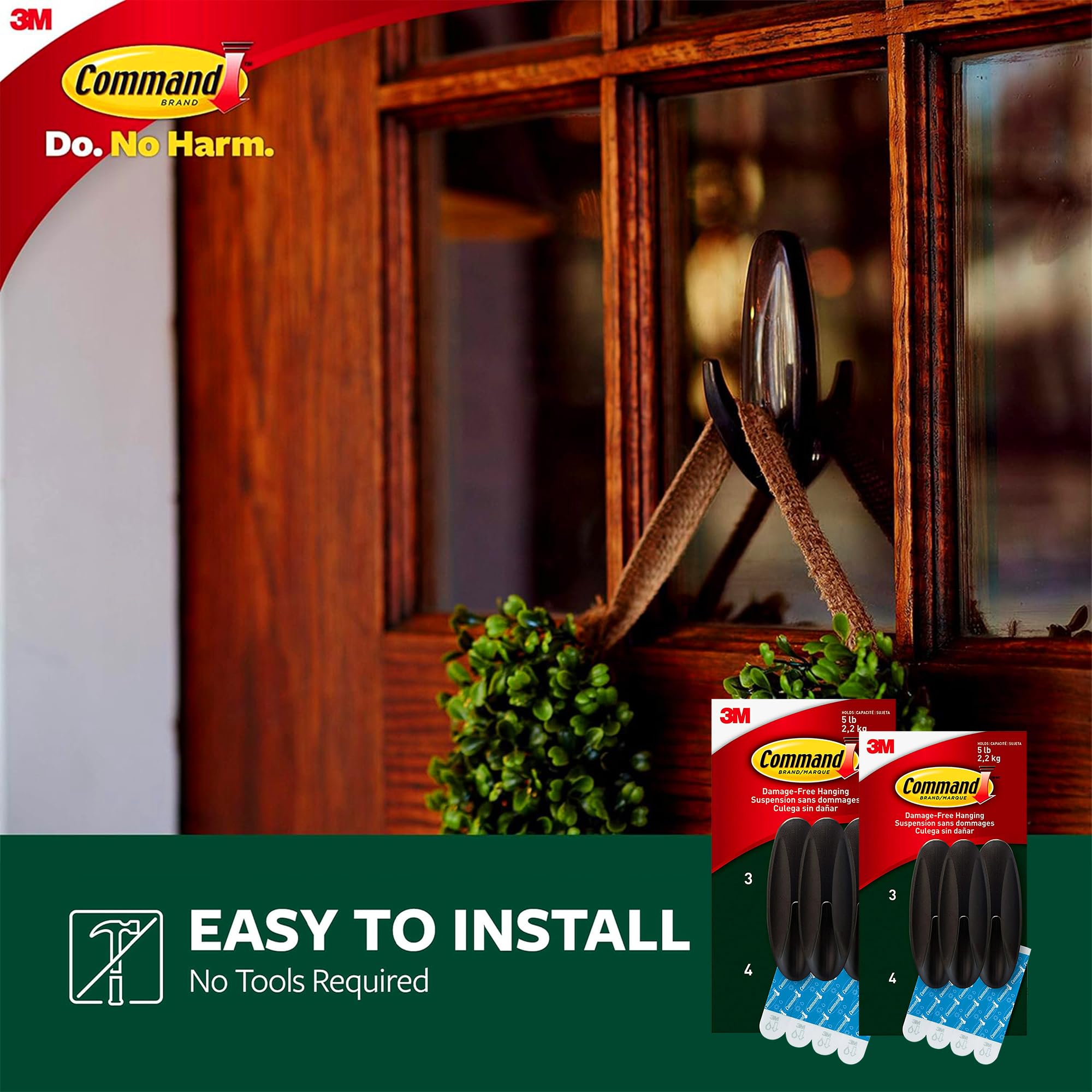Command no-tools needed to hang decor on doors, siding, or trim.