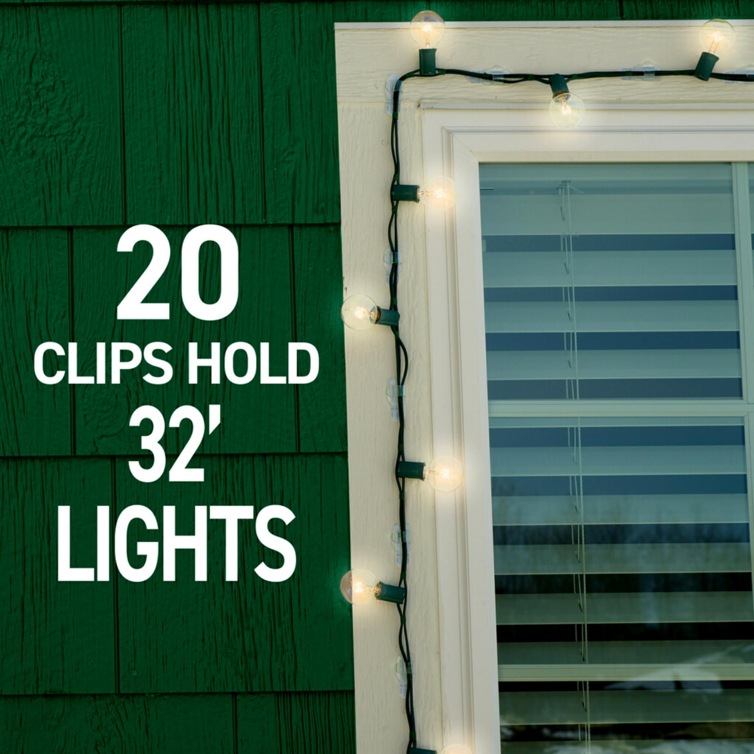 Command Outdoor Light Clips on finished fences for tidy displays.