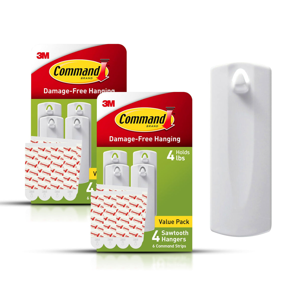 Command sawtooth picture hangers white eight-piece set for damage-free mounting