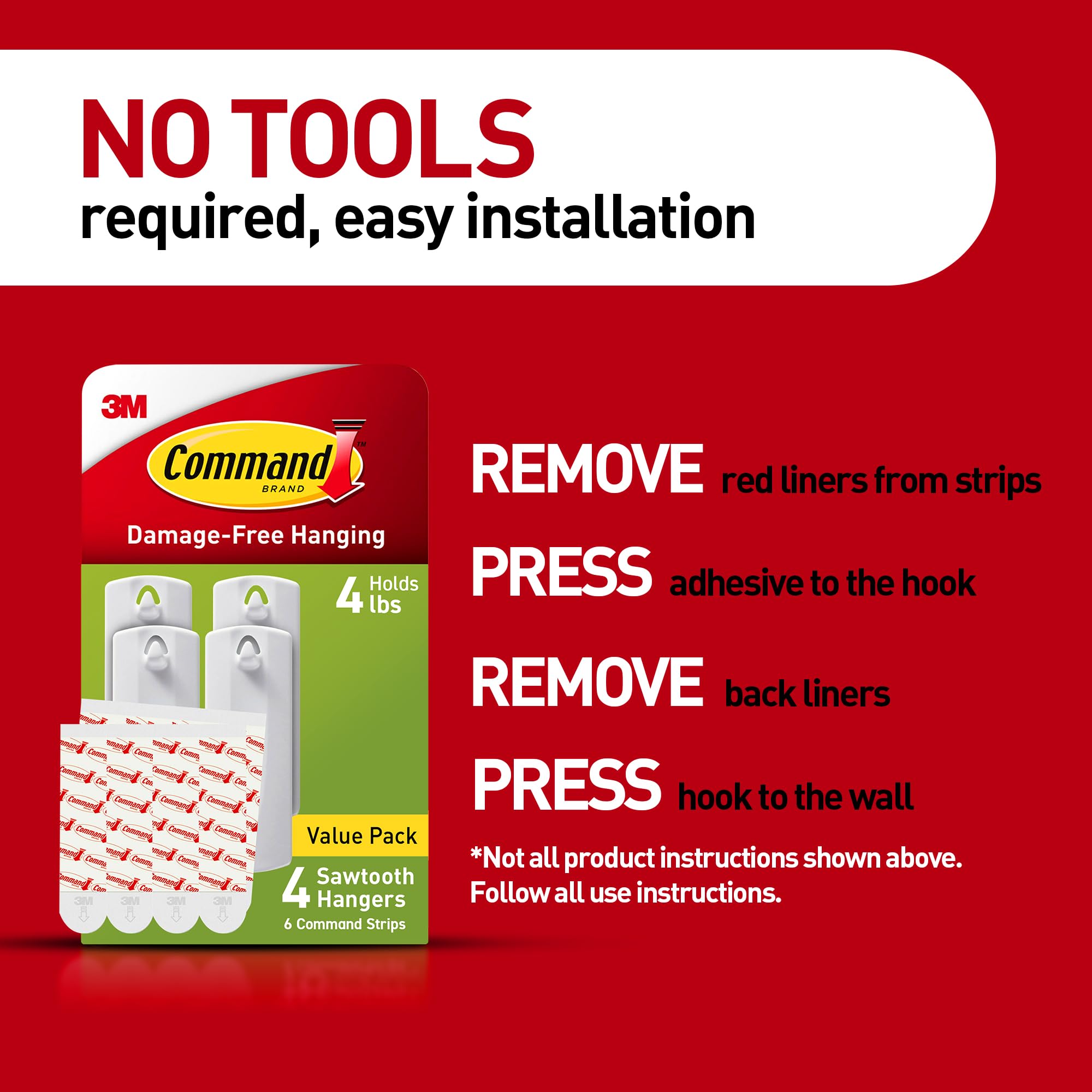 Command strips sixteen pack for tool-free damage-free wall hanging