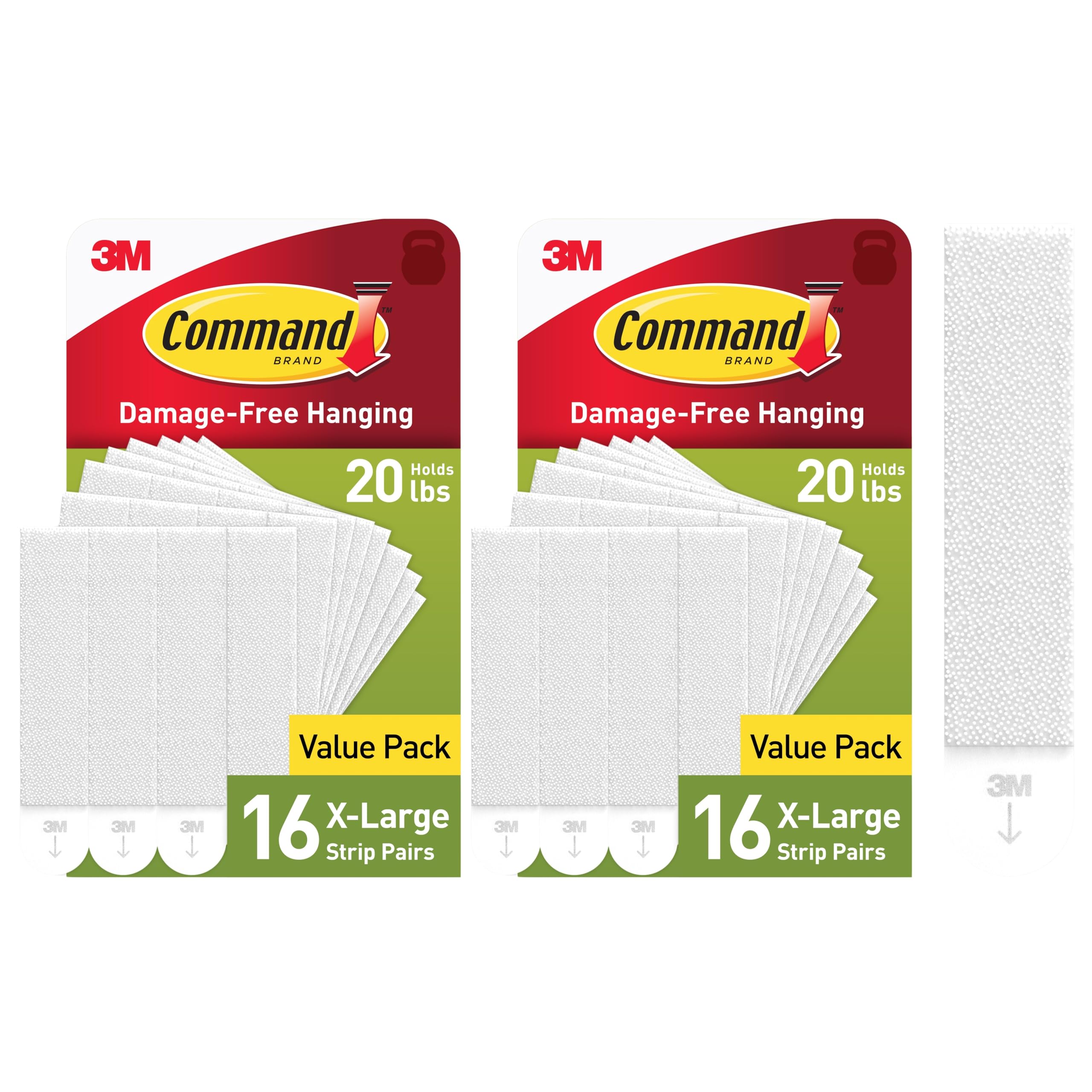 Command XL Heavyweight Strips box showing 32 pairs and 20 lb capacity