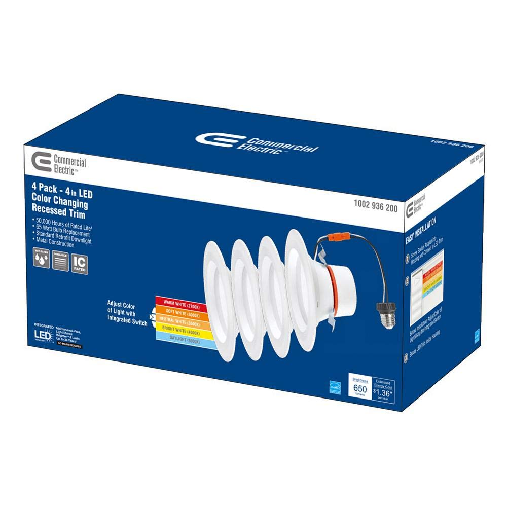 Commercial Electric 4in downlight energy-saving LED option for lower operating cost.