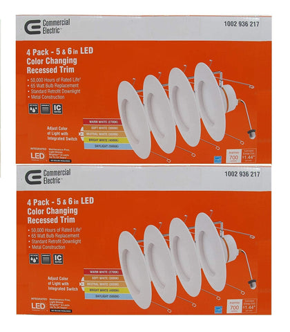 Commercial Electric color-changing downlight front view shows adjustable temps for living spaces