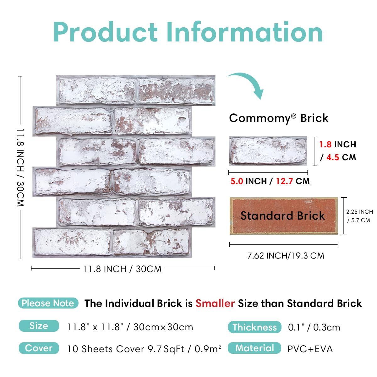 Commomy installation-ready brick panels for interior walls without grout.