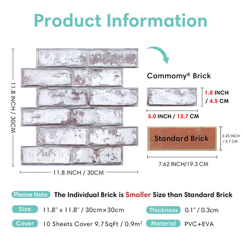 Commomy installation-ready brick panels for interior walls without grout.