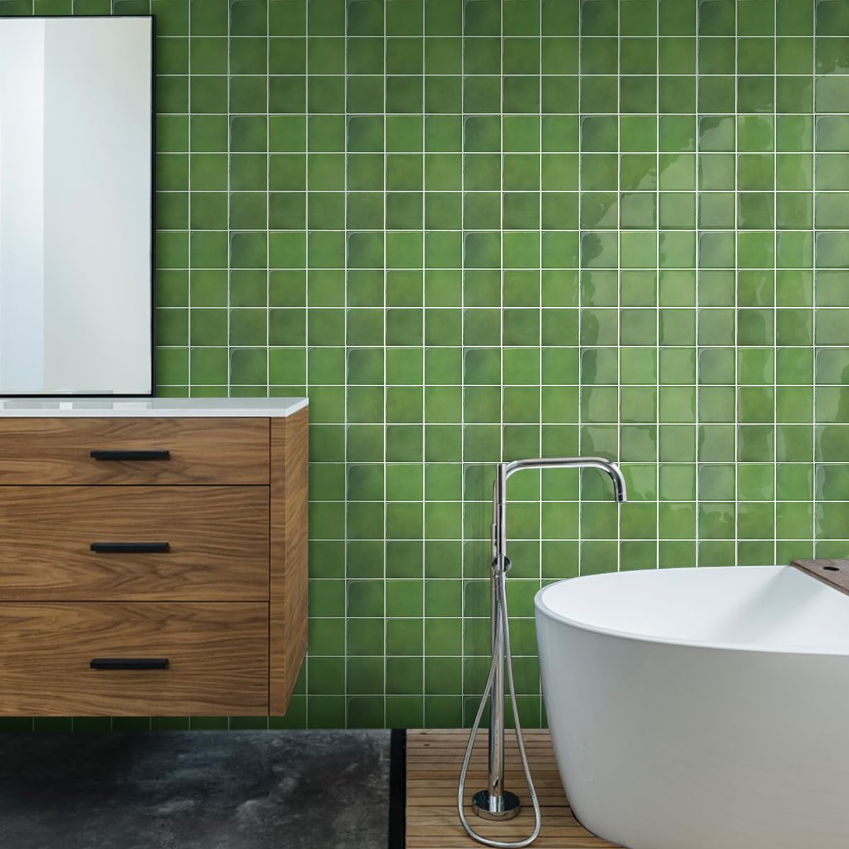 Commomy easy-cut tiles simplify DIY installations on irregular spaces.