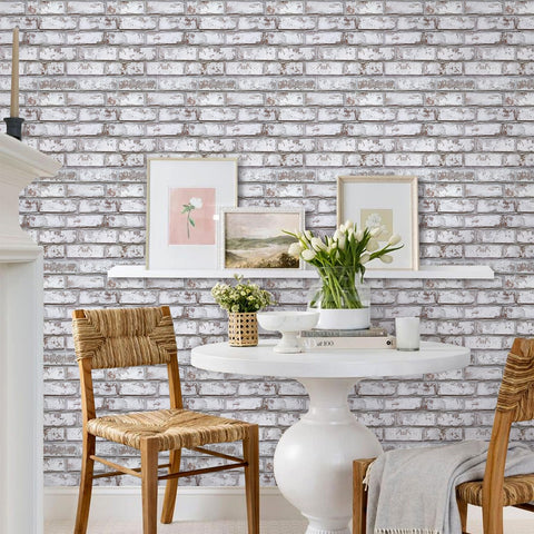 Commomy living room wall decor featuring 3D brick texture.