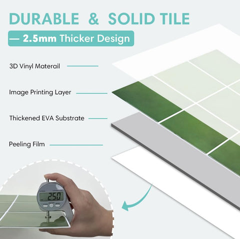 Commomy tiles with strong adhesive backing for secure, tool-free installation.