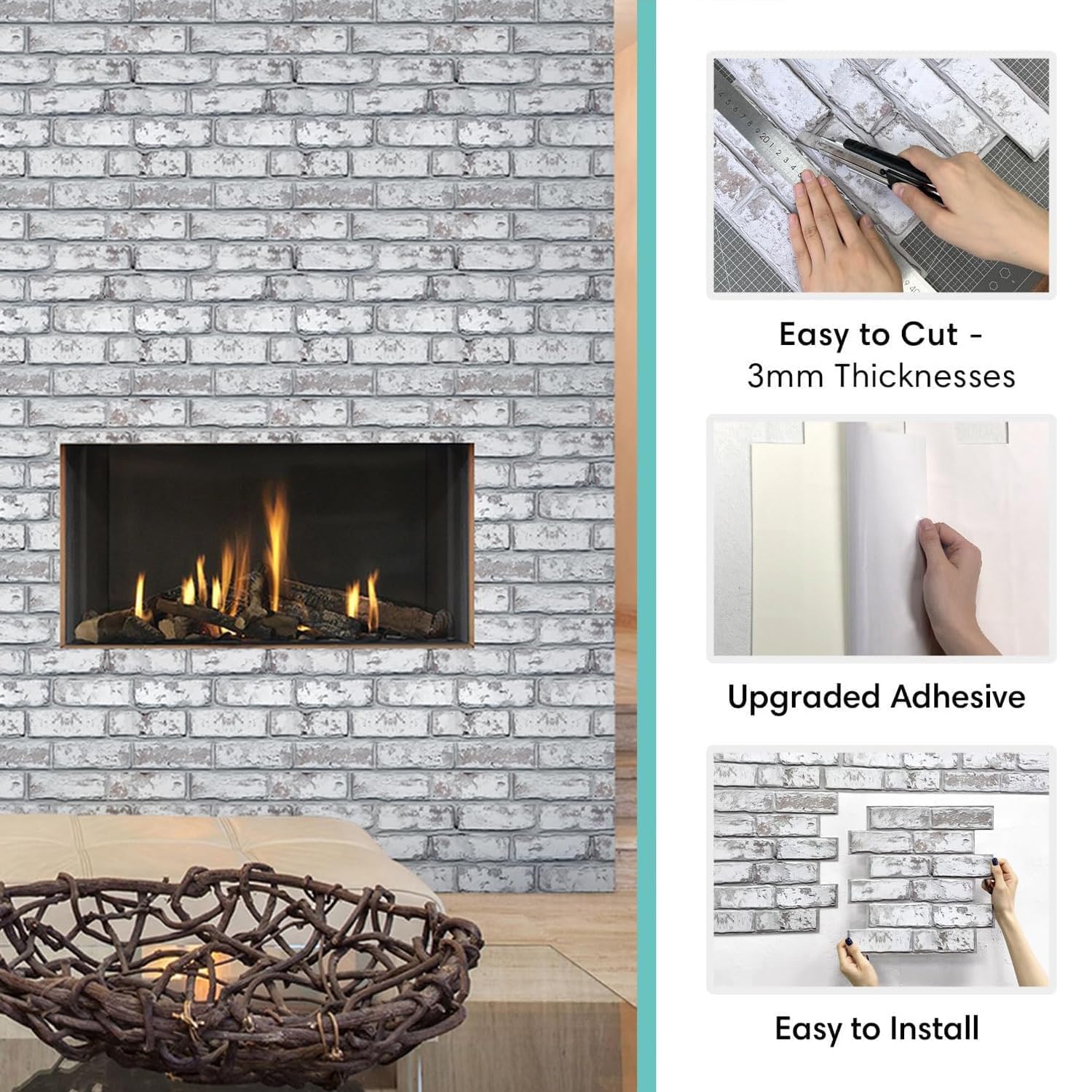 Commomy waterproof brick panel resists moisture for kitchens and baths.