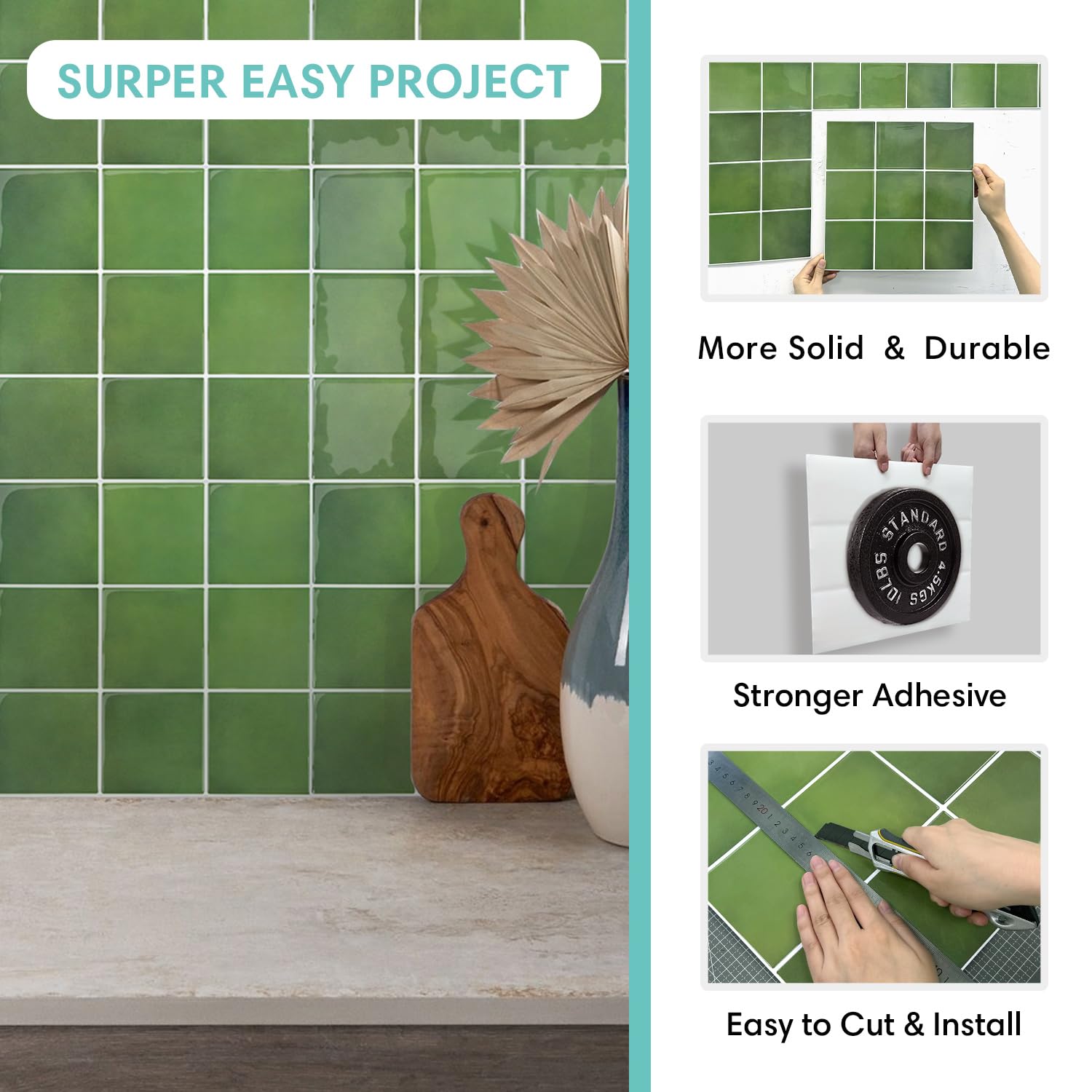 Commomy waterproof and heat-resistant tiles suitable for kitchens and bathrooms.