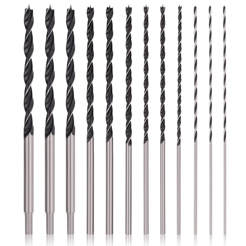 COMOWARE 12in Brad Point bits with round shank for precise starts in woodwork.