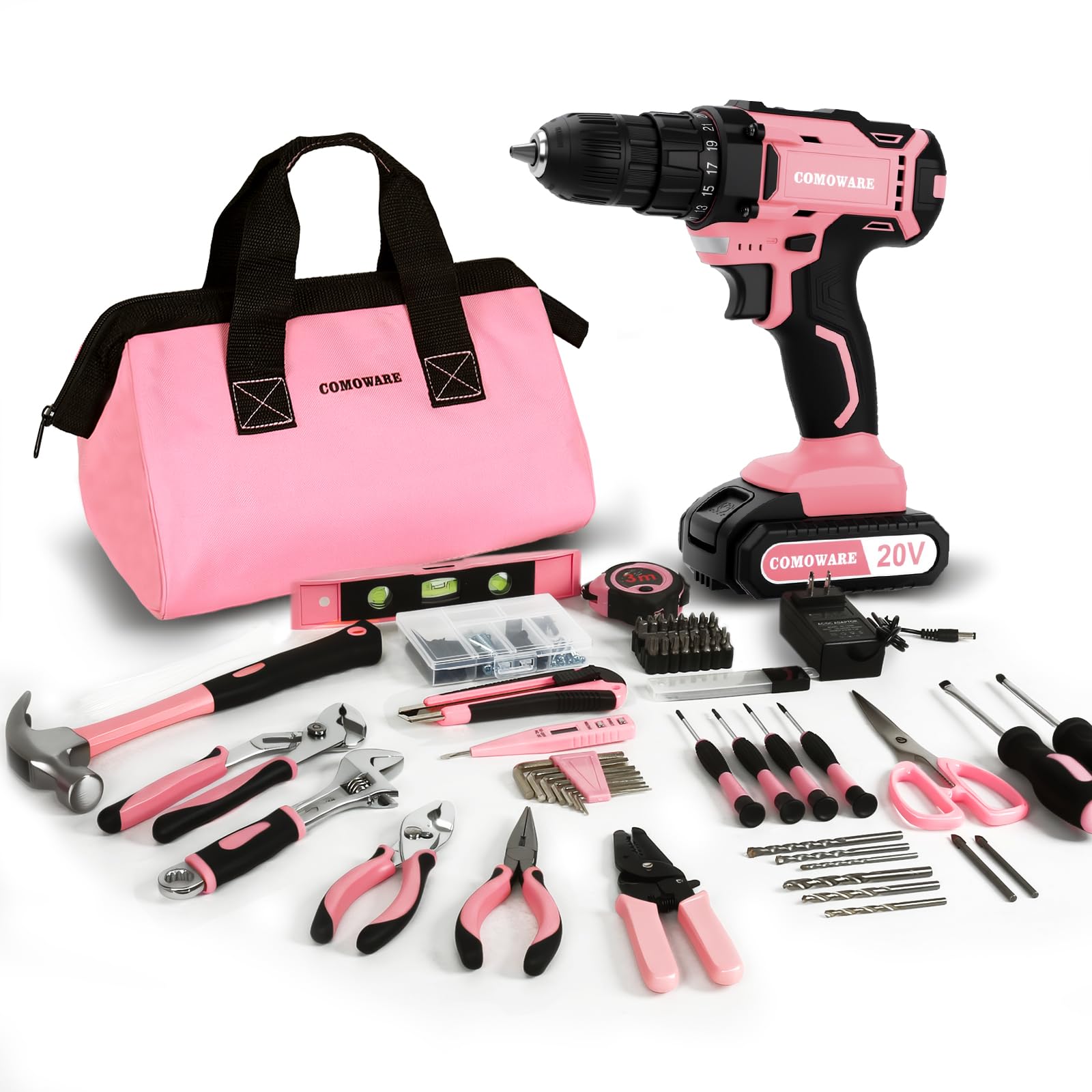 COMOWARE 20V cordless drill with battery enabling quick, smooth drilling for home projects