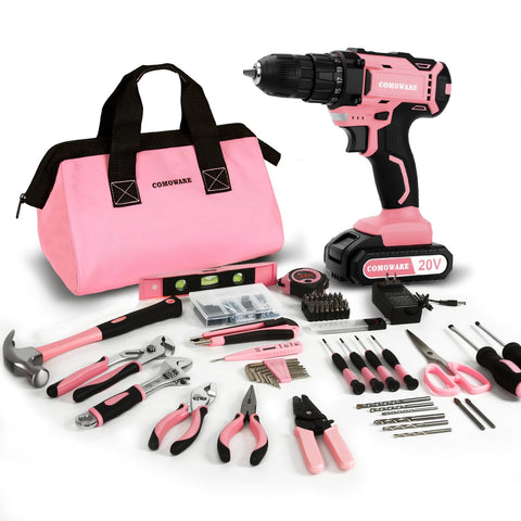 COMOWARE 20V cordless drill with battery enabling quick, smooth drilling for home projects