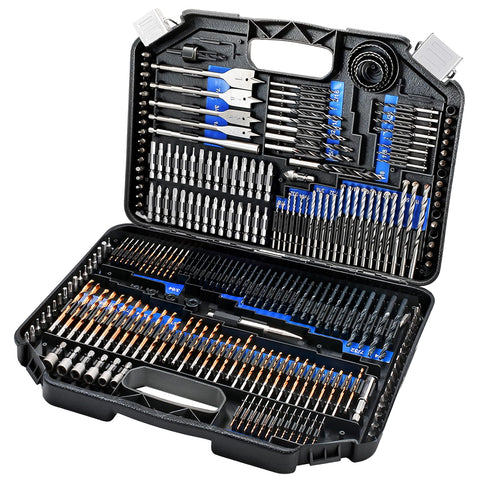 COMOWARE 246-piece drill bit set in organized case for quick bit selection.