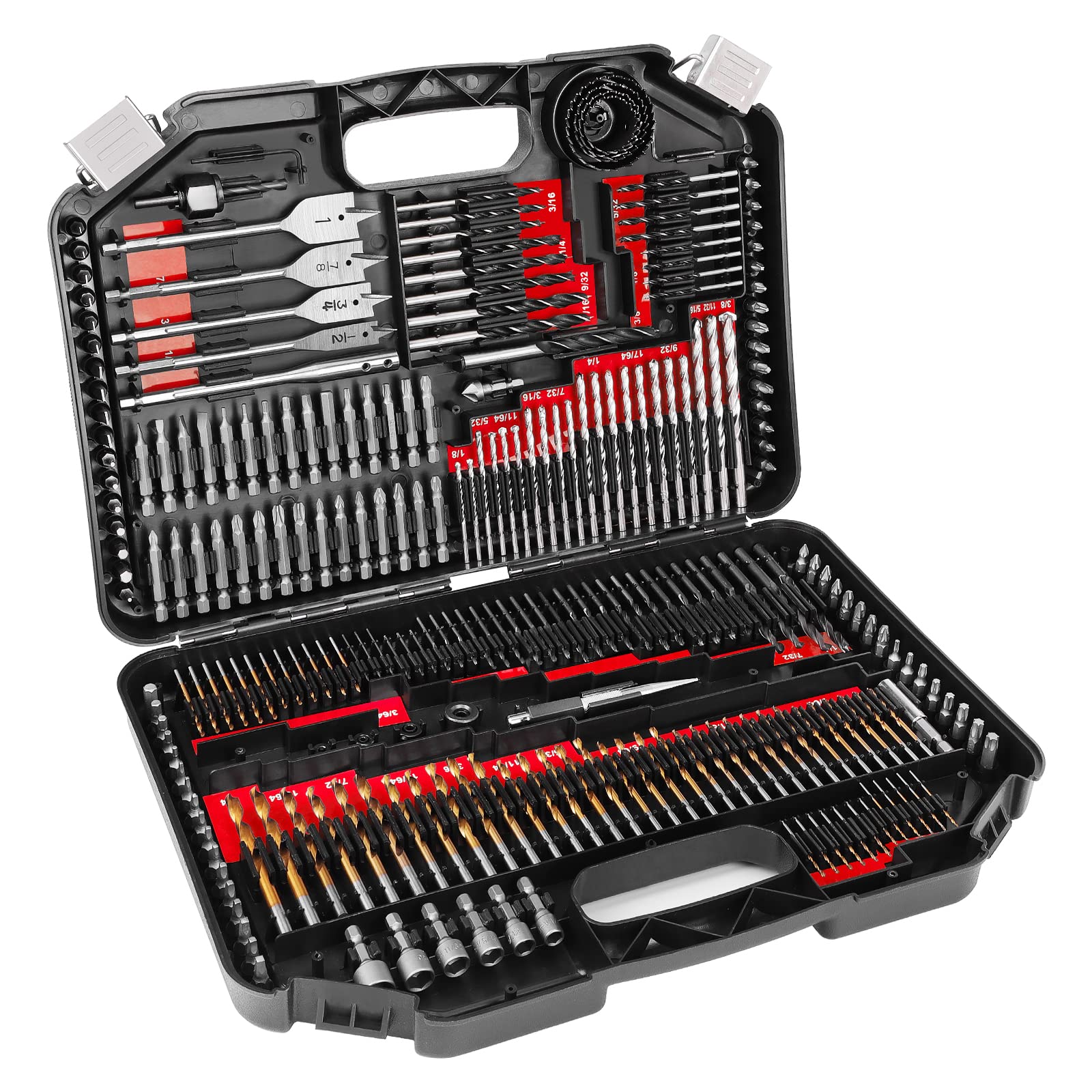 COMOWARE 246-pcs drill bit set with case for versatile wood, metal and masonry drilling