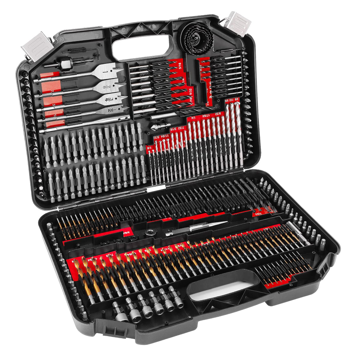 COMOWARE 246-pcs drill bit set with case for versatile wood, metal and masonry drilling