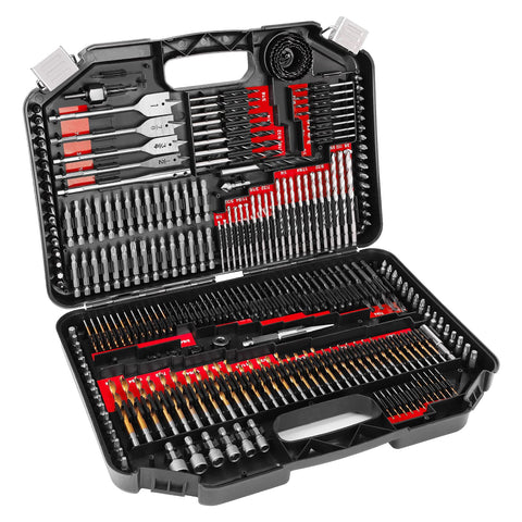 COMOWARE 246-pcs drill bit set with case for versatile wood, metal and masonry drilling