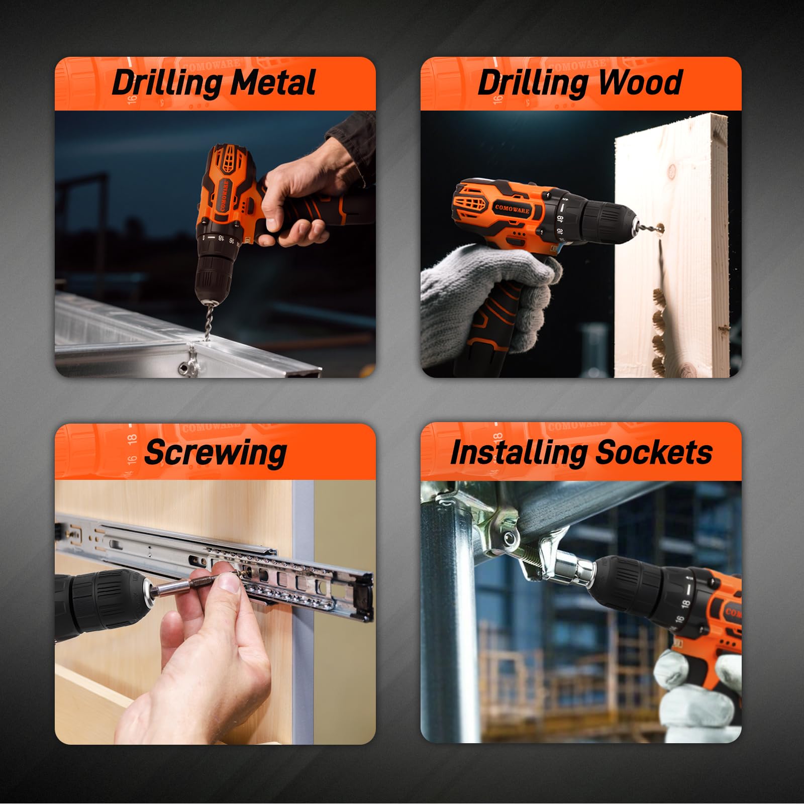 COMOWARE adjustable wrench ready to tighten fittings with control.