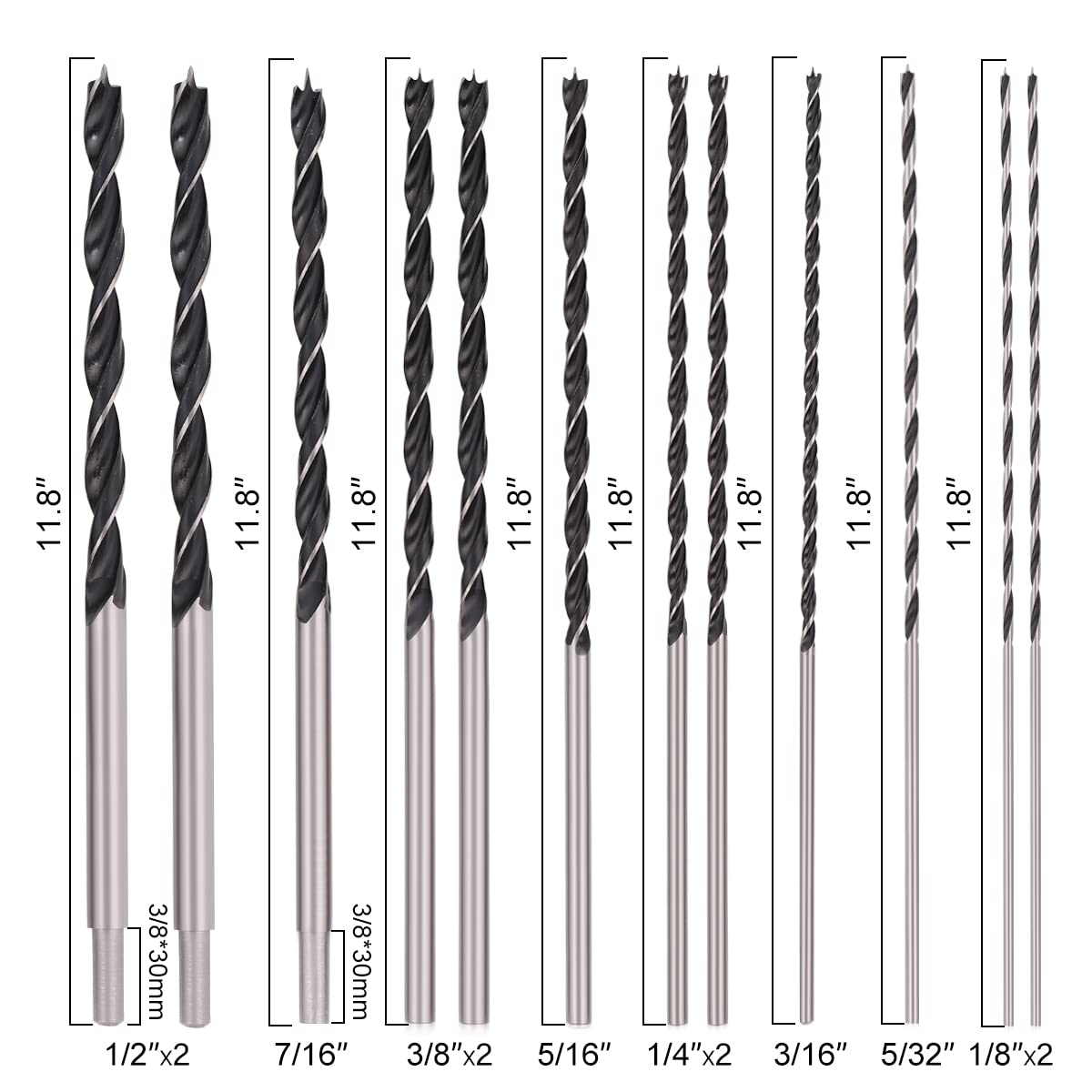 COMOWARE Brad Point design centers the drill and prevents wandering.