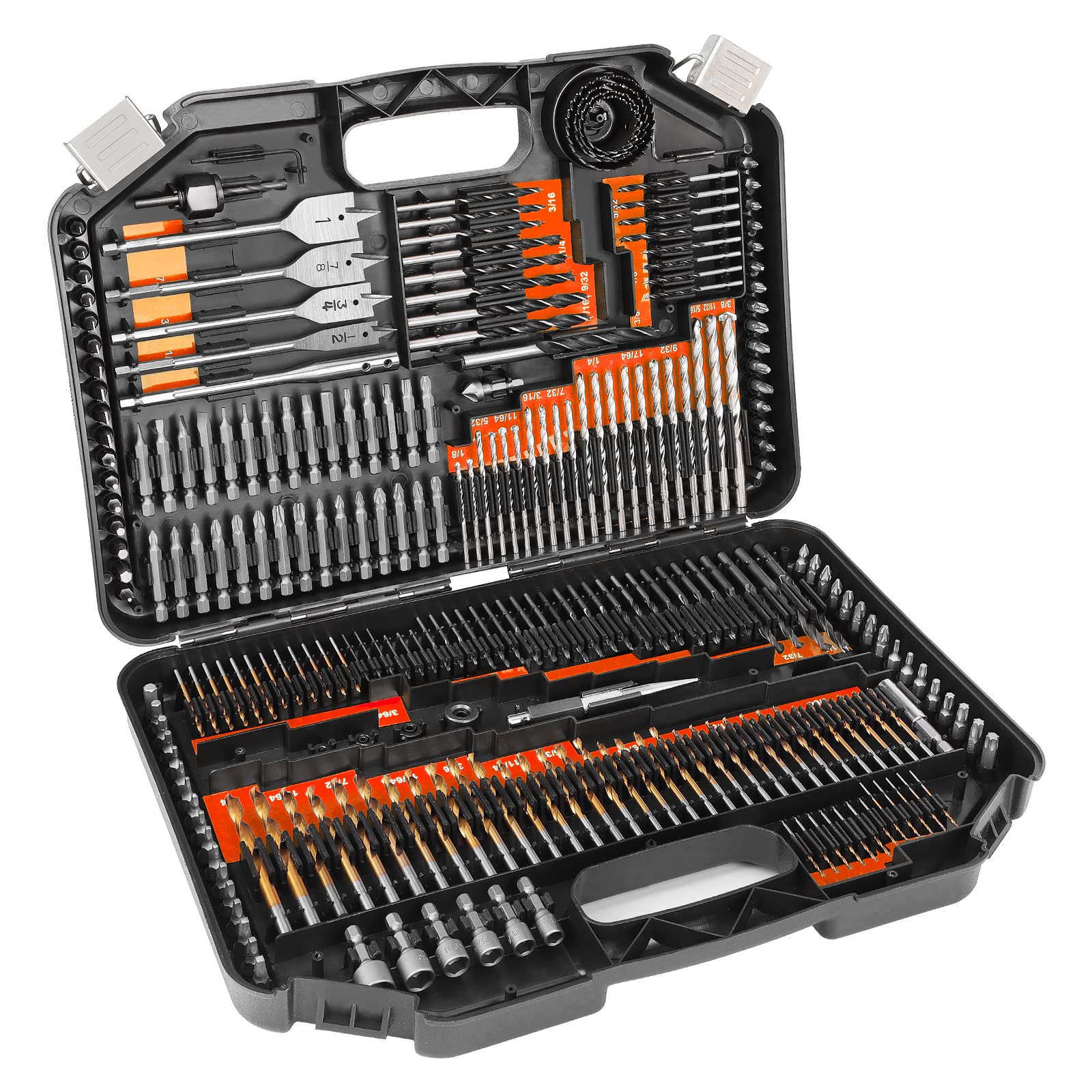 COMOWARE drill bit set in case shows organized storage for quick DIY access