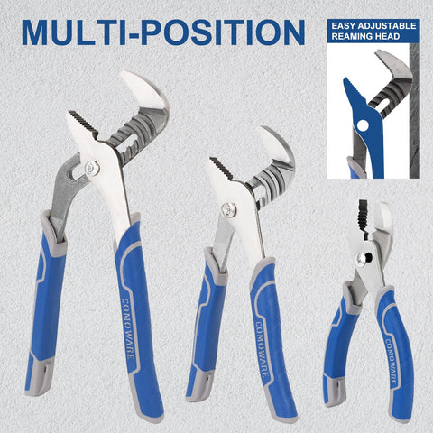 COMOWARE 10-inch groove-joint pliers provide smooth adjustment for bolts.