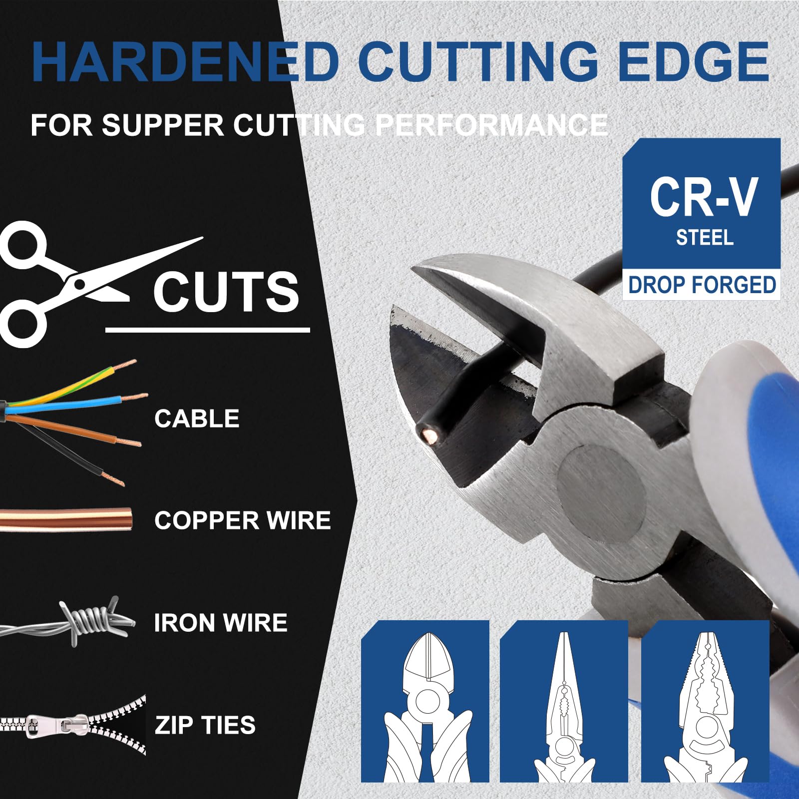 COMOWARE 8-inch groove-joint pliers with quick grip for versatility.