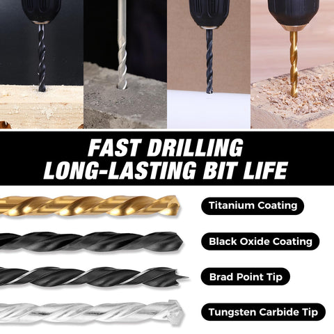 COMOWARE black oxide HSS bits offering smooth drilling and long life.