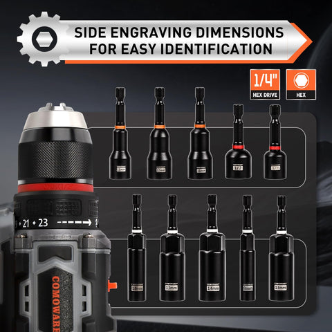 COMOWARE impact bits collection for professional tool use.