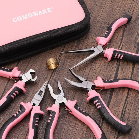 COMOWARE pink pouch keeps tools organized for on-the-go projects.