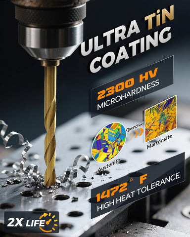 COMOWARE two-flute design clears chips for smoother drilling.