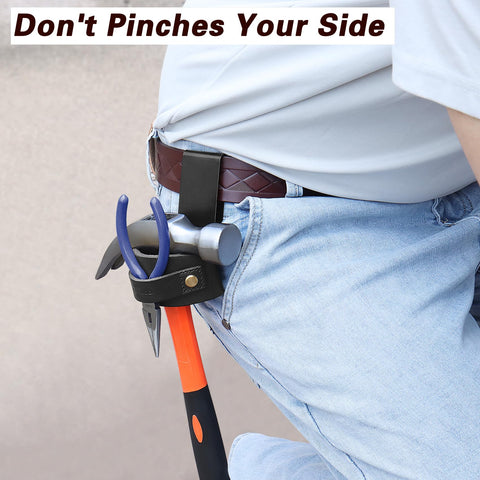 Compuda Hammer Holder clip-on holster secures tools during movement for safe work.