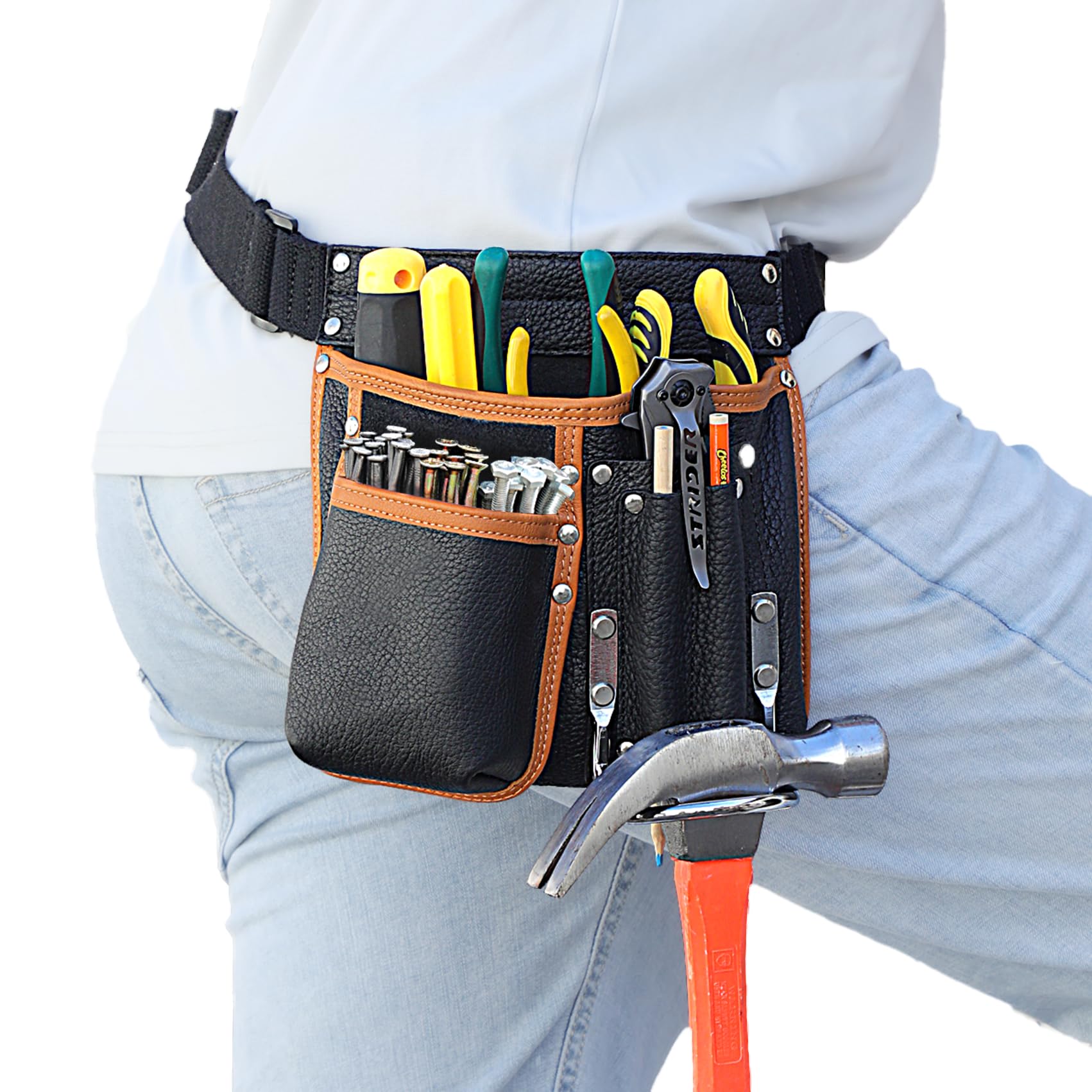 Compuda tool belt in genuine leather for durable daily use