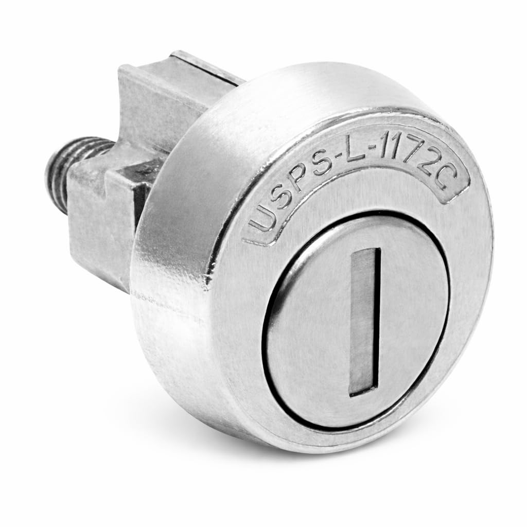 Compx National C9100 USPS lock unit showing 90-degree clockwise rotation for secure mail access.
