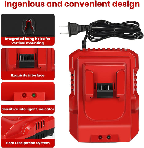 COMRGIKE Rapid Charger Station M18 compatibility list indicates many Milwaukee batteries supported