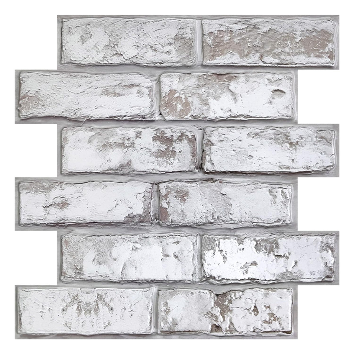 COMSTICKC 3D brick wall panel adds textured depth with retro white finish.