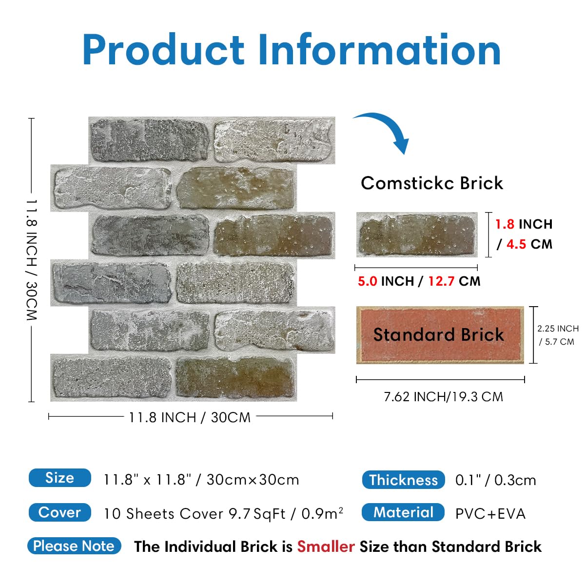COMSTICKC small brick detail adds subtle texture to feature walls.