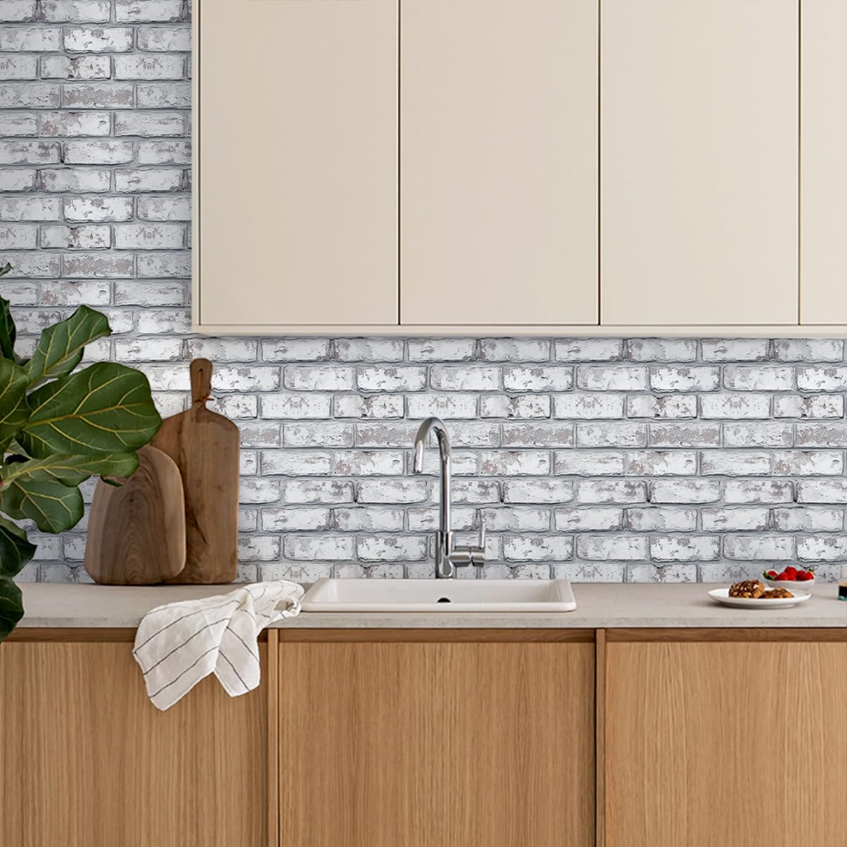 COMSTICKC water-resistant brick panel suited for indoor moisture environments.