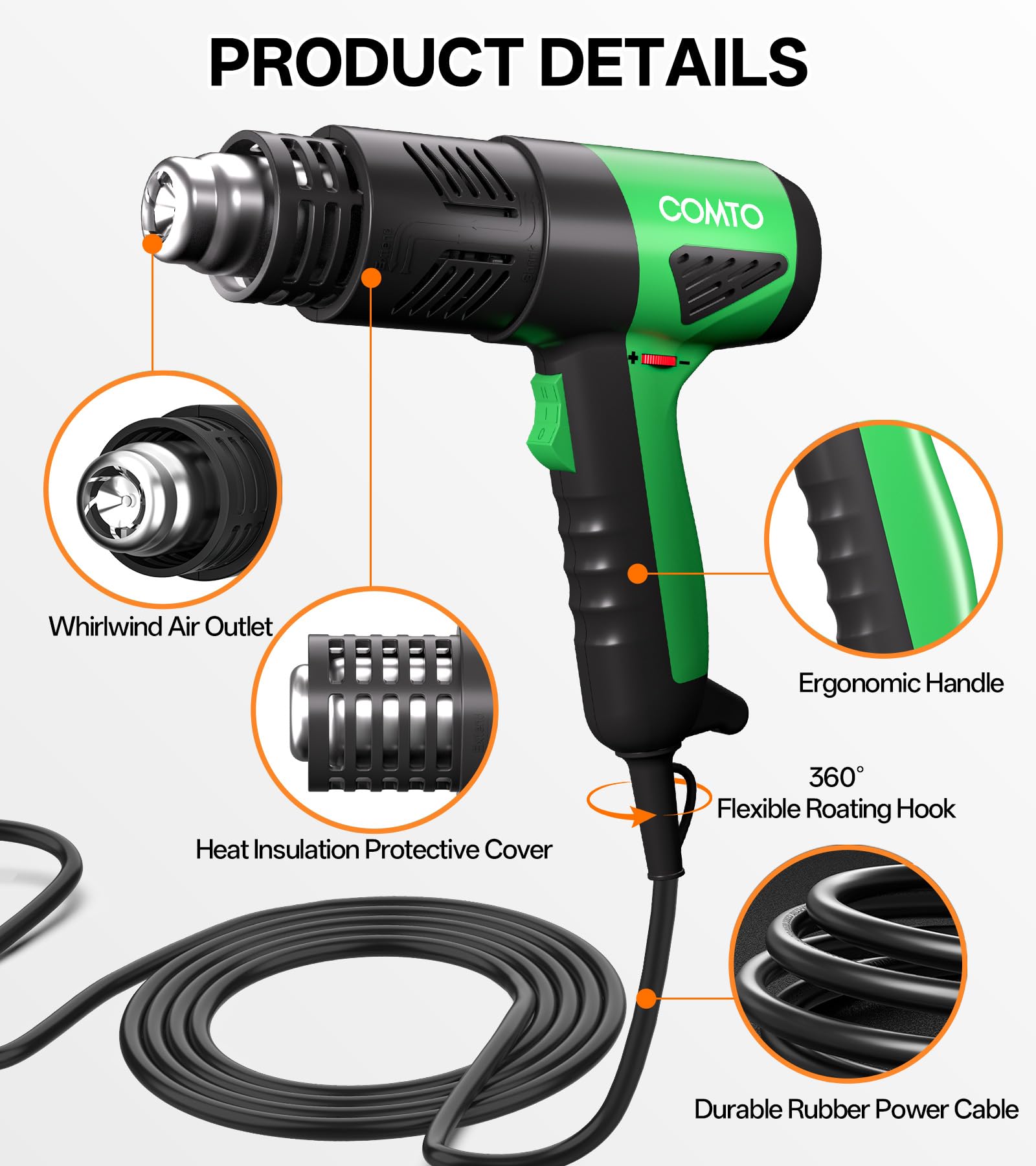 COMTO SG-1004 cord-length 5-9ft provides flexible reach in workshops.